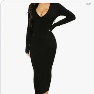 ❌SOLD!❌Naked Wardrobe. V neck midi dress NWT